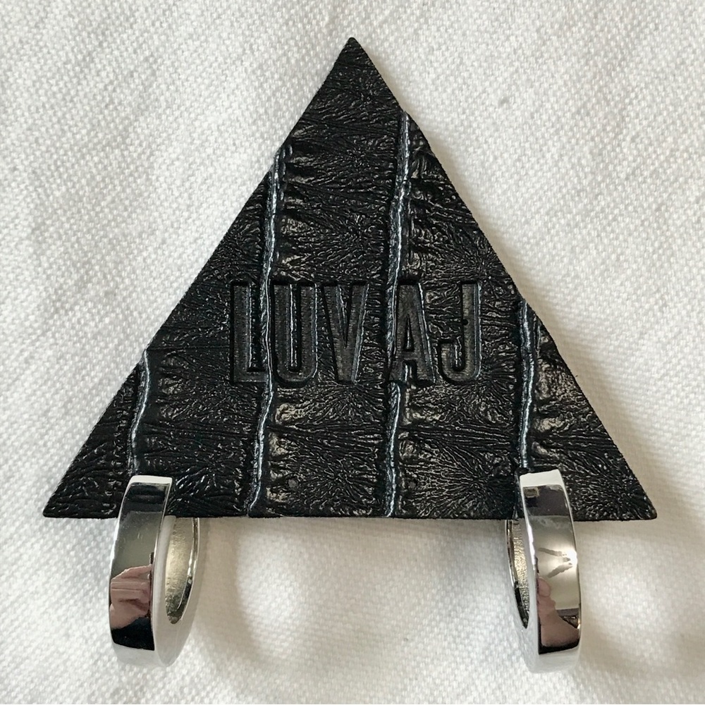 NWT LUV AJ Coco Hinge Hoops Silver Plated $85 RETAIL